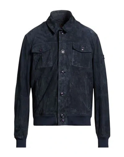 Peuterey Man Jacket Midnight Blue Size Xl Leather