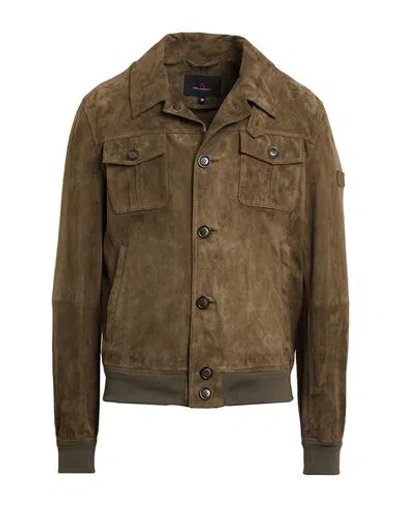 Peuterey Man Jacket Military Green Size S Leather In Brown
