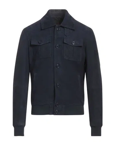 Peuterey Man Jacket Navy Size Xxl Goat Skin, Polyester, Elastane In Blue