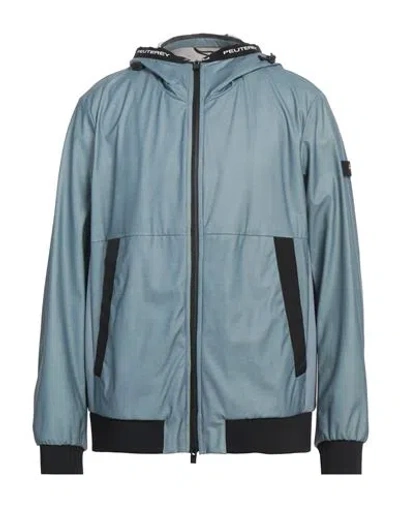 Peuterey Man Jacket Pastel Blue Size L Cotton, Polyamide, Elastane