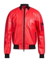 Peuterey Man Jacket Red Size Xxl Leather, Polyamide, Polyester
