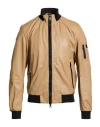 Peuterey Man Jacket Sand Size M Leather, Polyamide, Polyester In Brown