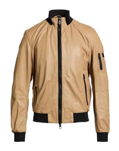 Peuterey Man Jacket Sand Size M Leather, Polyamide, Polyester In Brown