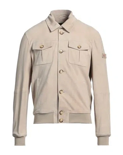 Peuterey Man Jacket Sand Size Xxl Goat Skin, Polyester, Elastane In Multi