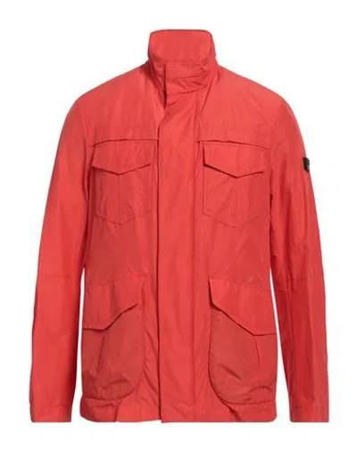 Peuterey Man Jacket Tomato Red Size M Cotton, Polyamide In Animal Print