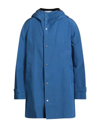 Peuterey Man Overcoat & Trench Coat Slate Blue Size Xxl Polyacrylic, Cotton
