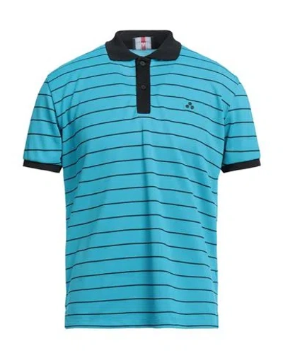 Peuterey Man Polo Shirt Azure Size M Polyester In Blue