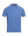 Peuterey Man Polo Shirt Azure Size Xs Polyamide, Elastane In Blue