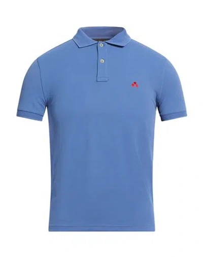 Peuterey Man Polo Shirt Azure Size Xs Polyamide, Elastane In Blue