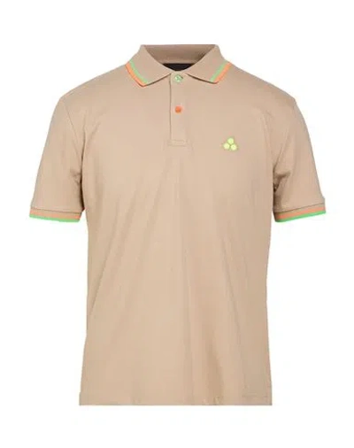 Peuterey Man Polo Shirt Beige Size S Cotton, Elastane