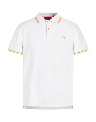 Peuterey Man Polo Shirt Off White Size L Cotton, Elastane