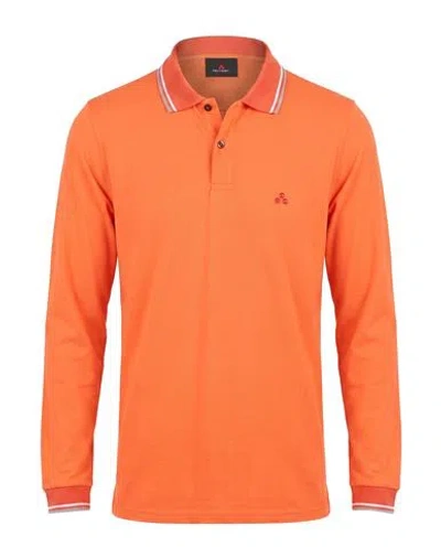 Peuterey Man Polo Shirt Orange Size M Cotton, Elastane