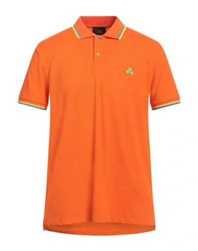 Peuterey Man Polo Shirt Orange Size L Cotton, Elastane In Orange