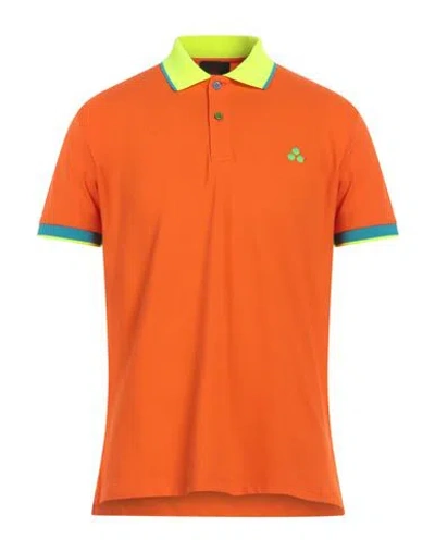 Peuterey Man Polo Shirt Orange Size Xxl Cotton, Elastane