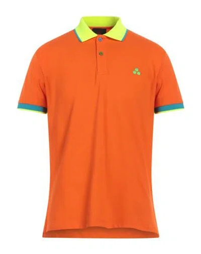 Peuterey Man Polo Shirt Orange Size S Cotton, Elastane
