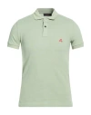Peuterey Man Polo Shirt Sage Green Size Xs Cotton In Green