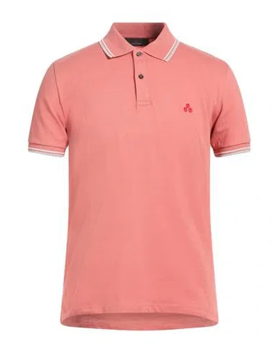 Peuterey Man Polo Shirt Salmon Pink Size Xxl Cotton, Elastane