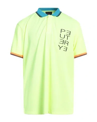 Peuterey Man Polo Shirt Yellow Size M Polyamide, Elastane In Green