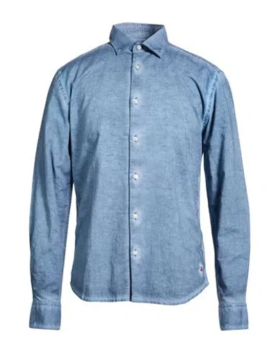 Peuterey Man Shirt Light Blue Size M Cotton, Linen