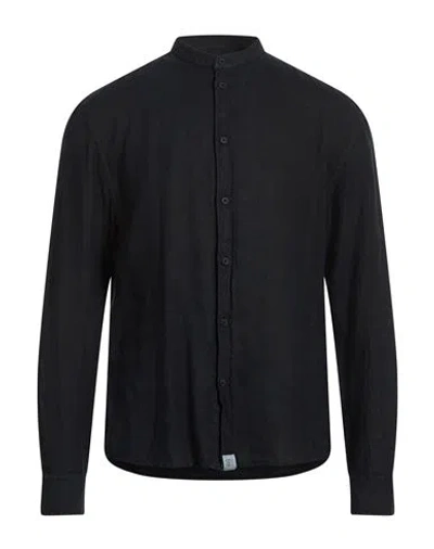 Peuterey Man Shirt Midnight Blue Size Xxl Linen In Black