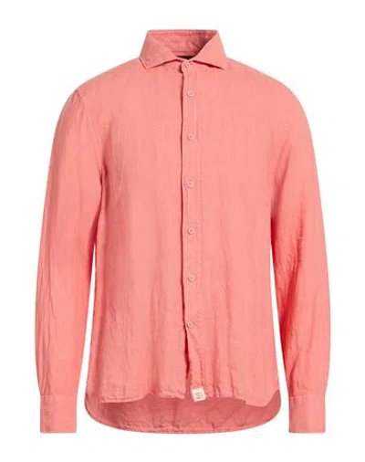 Peuterey Man Shirt Salmon Pink Size L Linen