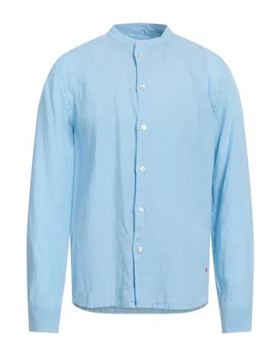 Peuterey Man Shirt Sky Blue Size M Linen In Blue