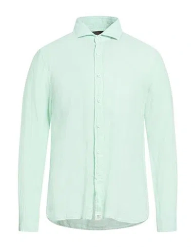 Peuterey Man Shirt Turquoise Size M Linen In Green
