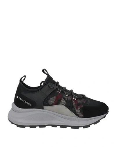 Peuterey Man Sneakers Black Size 12 Leather, Textile Fibers In Multi