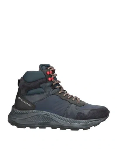 Peuterey Man Sneakers Midnight Blue Size 8 Leather, Textile Fibers