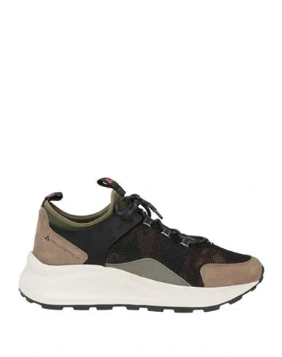 Peuterey Man Sneakers Military Green Size 8 Leather, Textile Fibers In Multi