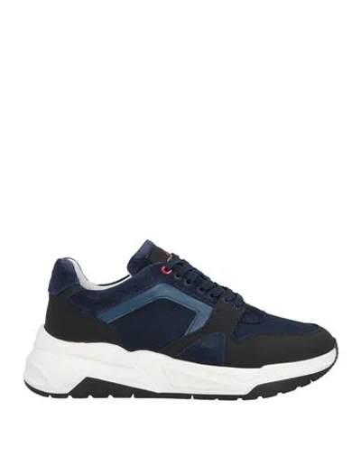 Peuterey Man Sneakers Navy Blue Size 8 Leather, Textile Fibers