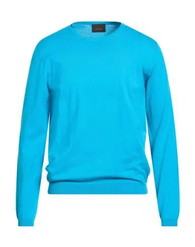 Peuterey Man Sweater Azure Size 3xl Cotton, Silk In Blue