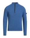 Peuterey Man Turtleneck Azure Size S Wool, Polyamide In Blue