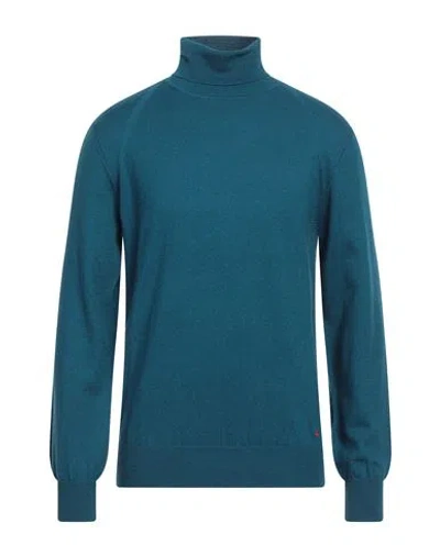 Peuterey Man Turtleneck Deep Teal Size Xl Cotton, Wool, Polyamide In Green