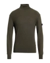 Peuterey Man Turtleneck Military Green Size M Cotton, Wool
