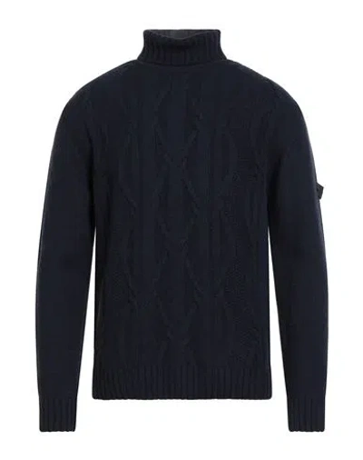Peuterey Man Turtleneck Navy Size M Wool, Polyamide In Blue