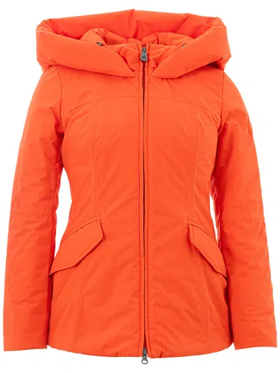 Peuterey Maxi Hooded Quilted Women's Jacket In Orange