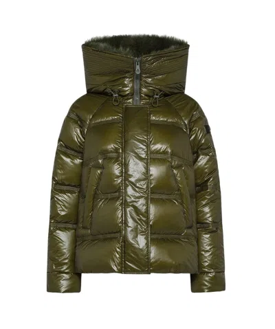 Peuterey Medium Adjustable Puffer Jacket With Detachable Fur Trim In Green