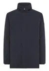 Peuterey Long-sleeved Stand-collar Cotton Coat In Blue