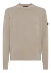 Peuterey Plush Crewneck Knit Sweater With Ribbed Detailing In Brown