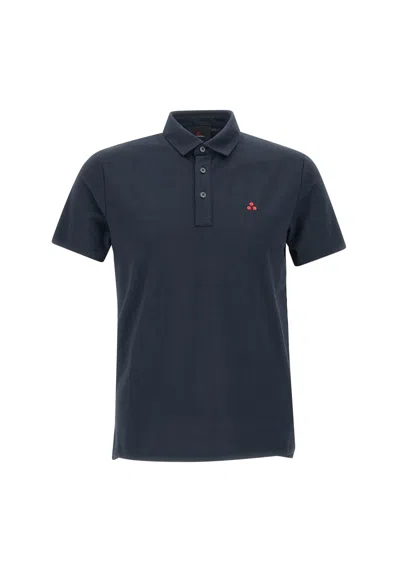 Peuterey Mezzola Cotton And Silk Polo Shirt In Blue