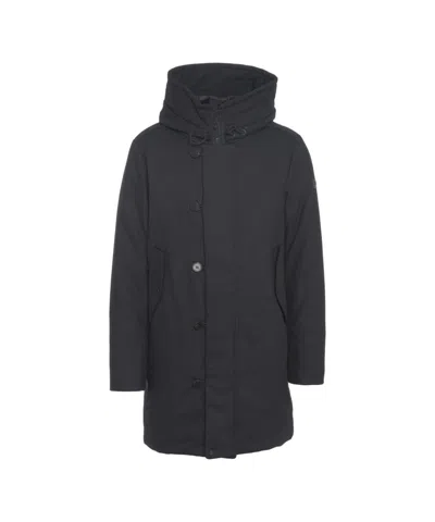 Peuterey Mid-length Parka With Adjustable Drawstring Hood In Black