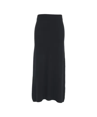 Peuterey Midi-length Knitted Wool Skirt With Fitted Waistband In Black