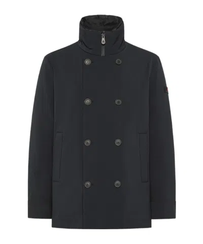 Peuterey Detachable-bib Double-breasted Coat In Blue