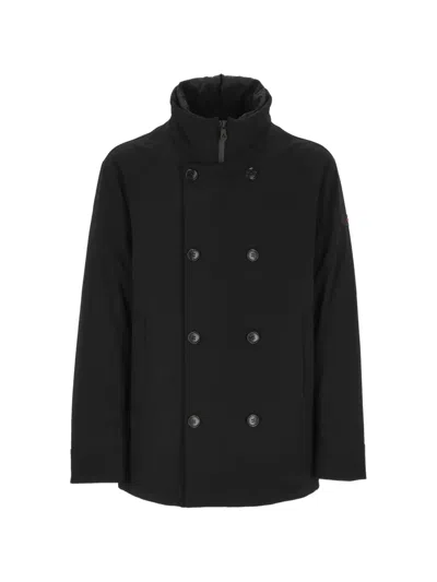 Peuterey Militao Tj Double-breasted High-neck Coat In Black