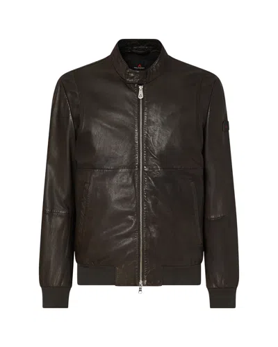 Peuterey Mini Leather Coat For Men - Ss26 Collection In Brown
