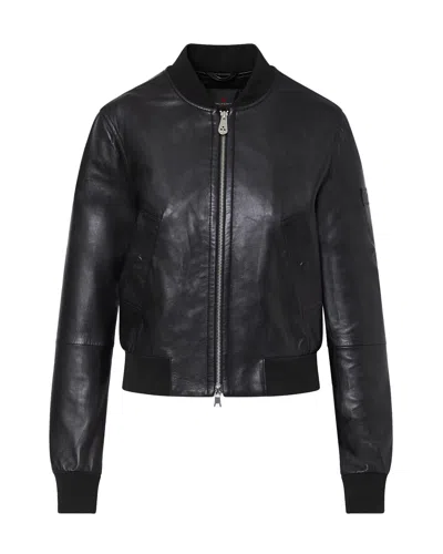 Peuterey Elegant Leather Coat For Women In Black