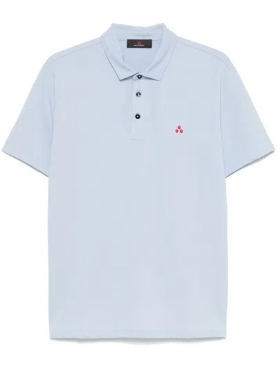 Peuterey Mini Logo Button Closure Short Sleeve Polo For Men In Blue
