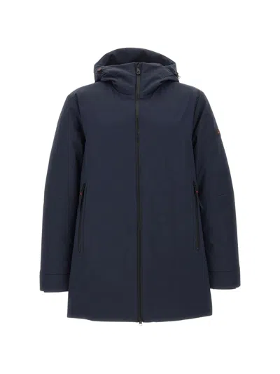 Peuterey Minimalist Blue Parka With Logo Patch And Padded Structure