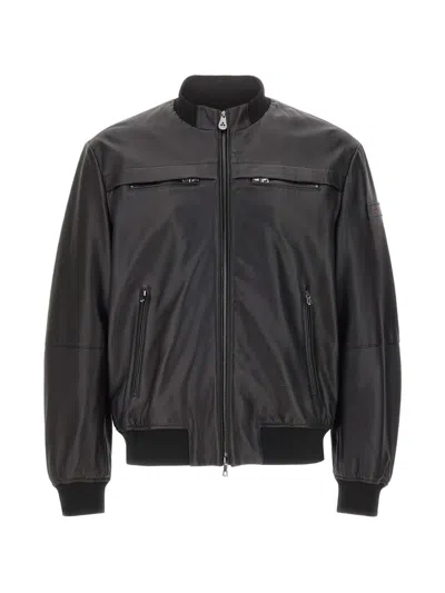 Peuterey Nappa-leather Biker Jacket In Black